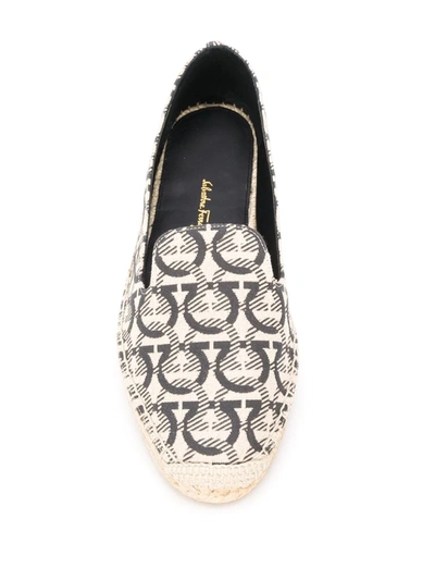 Ferragamo 10mm Sue Gancini Logo Fabric Espadrilles In Neutrals