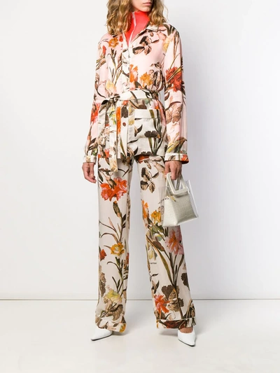 Shop Off-white Floral-print Pyjama Style Top In Neutrals