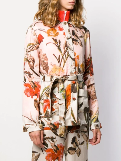 Shop Off-white Floral-print Pyjama Style Top In Neutrals