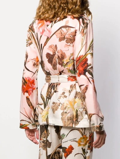 Shop Off-white Floral-print Pyjama Style Top In Neutrals