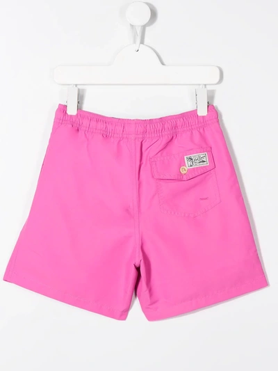 Shop Ralph Lauren Logo Swim Shorts In Pink