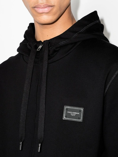 Shop Dolce & Gabbana Logo-tag Zip-up Hoodie In Black