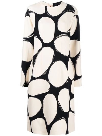 Shop Marni Silk Oval-print Dress In Neutrals