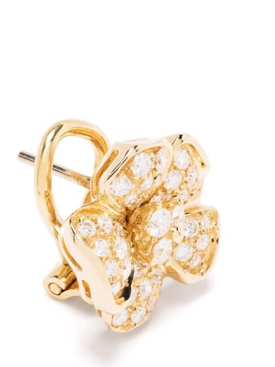 Shop Leo Pizzo 18kt Yellow Gold Flora Diamond Earrings In Gelb