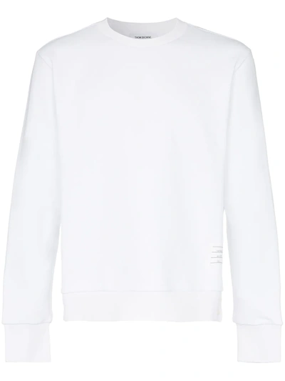 Shop Thom Browne Center-back Stripe Jersey Pullover In White