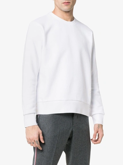 Shop Thom Browne Center-back Stripe Jersey Pullover In White