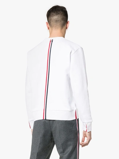 Shop Thom Browne Center-back Stripe Jersey Pullover In White