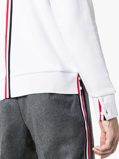 Shop Thom Browne Center-back Stripe Jersey Pullover In White