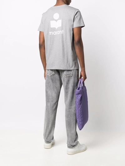 Shop Isabel Marant Logo-print Organic-cotton T-shirt In Grey