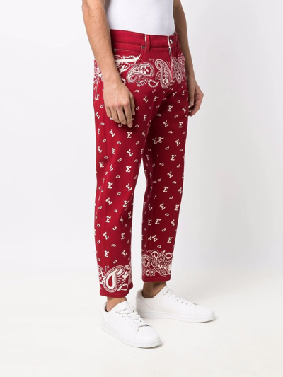 Shop Etro Paisley-print Straight-leg Jeans In Rot