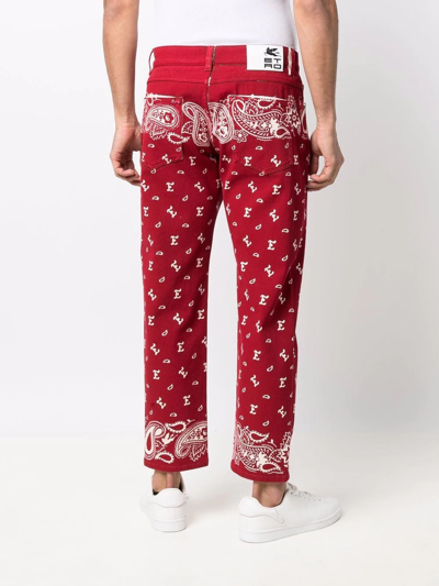 Shop Etro Paisley-print Straight-leg Jeans In Rot