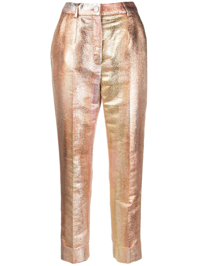 Shop Dolce & Gabbana Degradé-effect Cropped Trousers In Gold