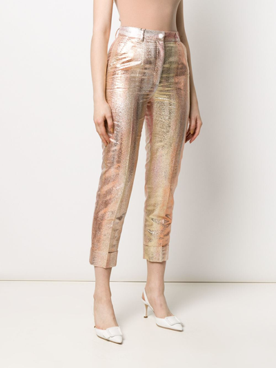 Shop Dolce & Gabbana Degradé-effect Cropped Trousers In Gold