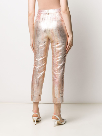 Shop Dolce & Gabbana Degradé-effect Cropped Trousers In Gold