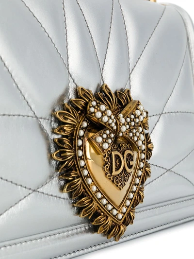 Shop Dolce & Gabbana Devotion Shoulder Bag In Silver