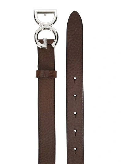 Shop Dolce & Gabbana Logo Buckle Belt In Brown