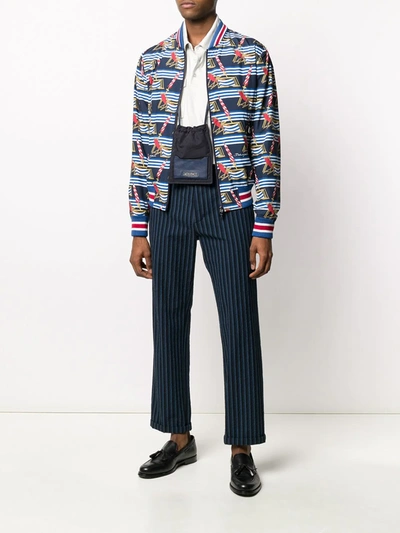 Shop Dolce & Gabbana All Over Print Bomber Jacket In Blue