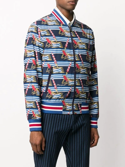 Shop Dolce & Gabbana All Over Print Bomber Jacket In Blue