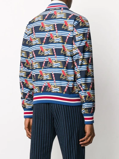 Shop Dolce & Gabbana All Over Print Bomber Jacket In Blue