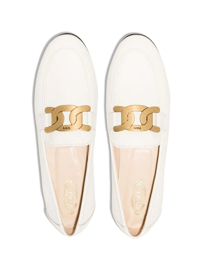 Tod's Kate Embellished Leather Loafers In White