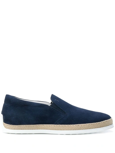 Tod's Suede Espadrille Slip-on Sneaker, Navy In Blue