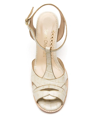 Shop Sarah Chofakian Leather Chemisier Sandals In Neutrals