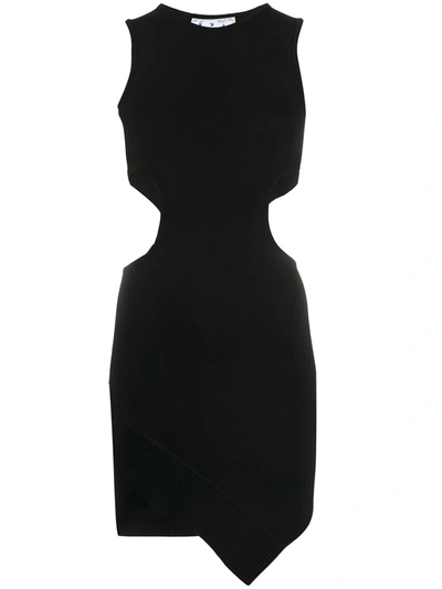 Shop Off-white Swiss Cheese Knitted Dress In Black