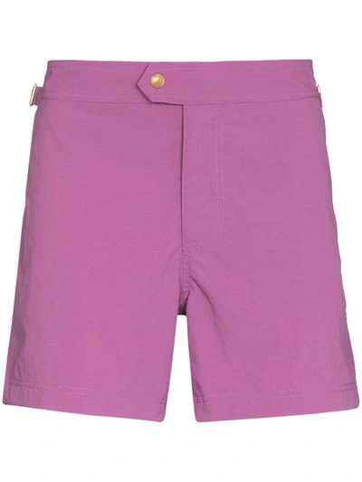 Shop Tom Ford Classic Buttoned Swim Shorts In 粉色