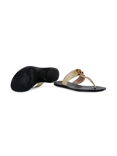 Shop Gucci Double G Thong Sandals In Metallic