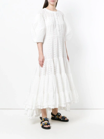 Shop Natasha Zinko Eyelet Detail Dress In White