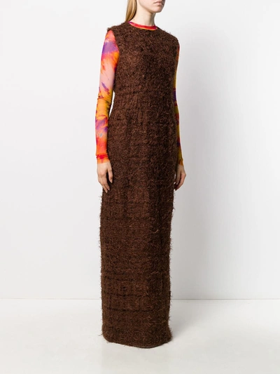 Pre-owned Jean Louis Scherrer 1990s Textured Maxi Dress In Brown