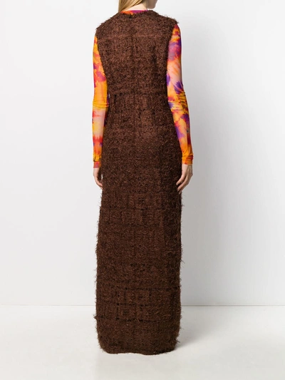 Pre-owned Jean Louis Scherrer 1990s Textured Maxi Dress In Brown