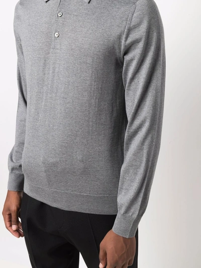 Shop Corneliani Polo-neck Knitted Sweater In Grey