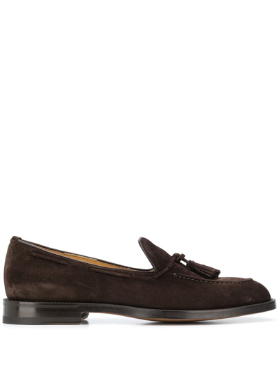 Shop Scarosso William Suede Loafers In Brown