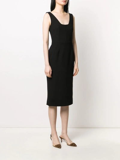 Dolce & Gabbana Sleeveless Wool Crepe V-neck Dress In Black