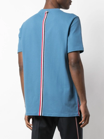 Shop Thom Browne Center-back Stripe Piqué T-shirt In Blue