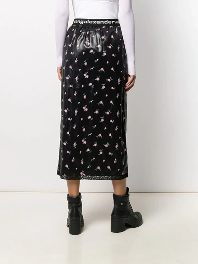Shop Alexander Wang Floral Lace Accent Skirt In Black