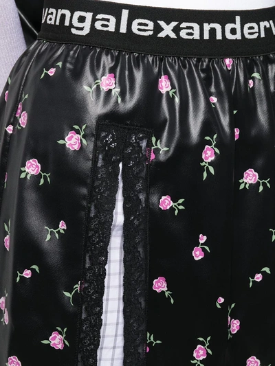 Shop Alexander Wang Floral Lace Accent Skirt In Black