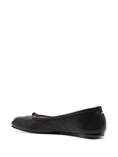 Maison Margiela Black Leather Tabi Ballerinas With Iconic Tabi Split-toe In Black