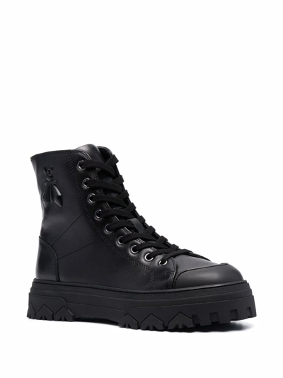 Shop Patrizia Pepe Ridged Sole Leather Boots In Black