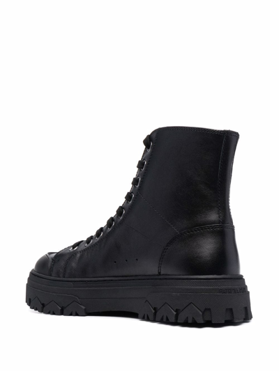 Shop Patrizia Pepe Ridged Sole Leather Boots In Black