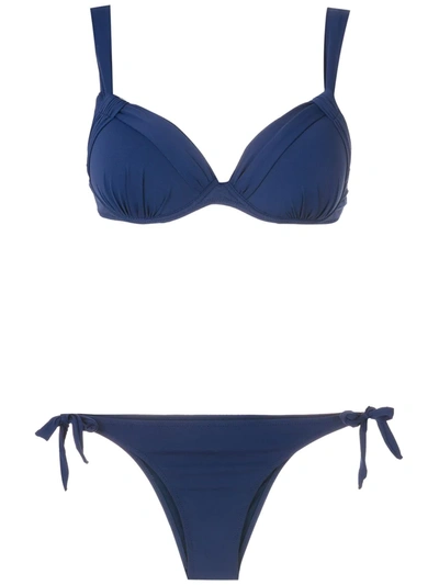 Shop Amir Slama Ruched Detail Bikini Set In Blue