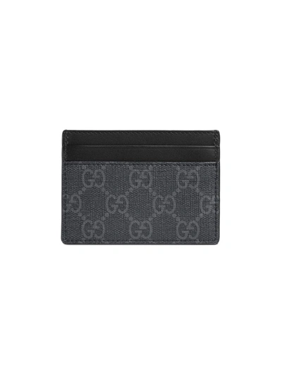 Shop Gucci Kingsnake-print Leather Card Holder In Black