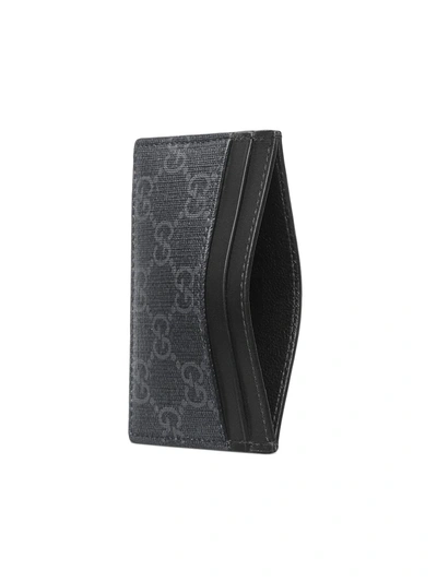 Shop Gucci Kingsnake-print Leather Card Holder In Black