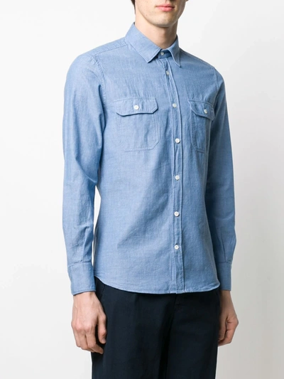 Shop Glanshirt Chambray Slim Fit Shirt In Blue
