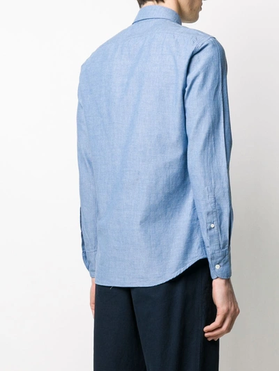 Shop Glanshirt Chambray Slim Fit Shirt In Blue