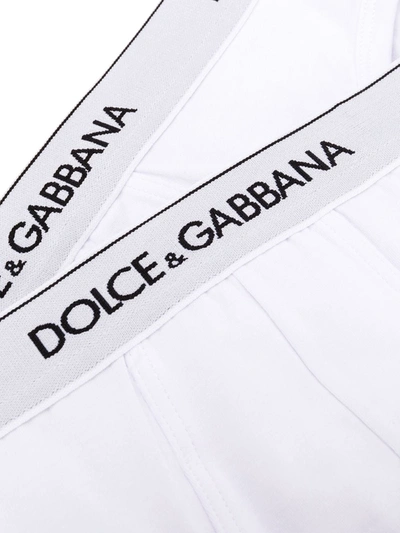 Shop Dolce & Gabbana Logo Waistband Briefs In White
