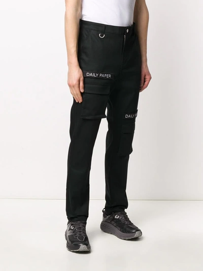 Daily Paper Logo-embellished Slim-fit Trousers In Black | ModeSens