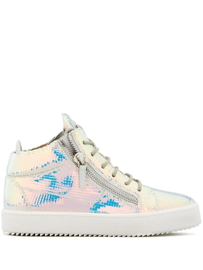 Shop Giuseppe Zanotti Kriss Metallic High Top Sneakers In White