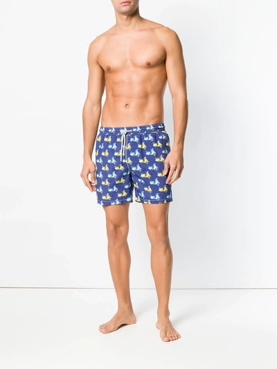 Shop Capricode Scooter Print Swim Shorts In Blue